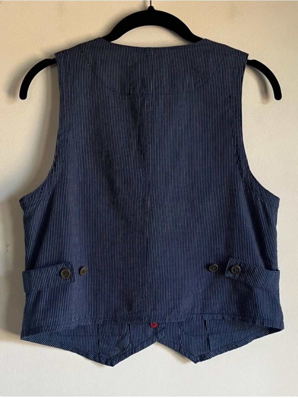 NWT JCrew Patch Pocket Vest Indigo Railroad Stripe Size 2 Navy Ivory $118 CA554